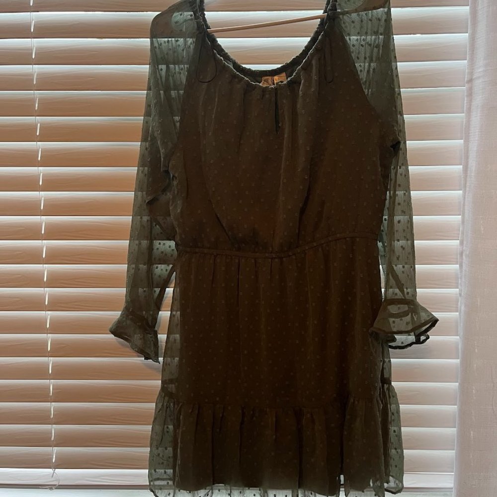 Deep Green Dress - Textured Dots Overlay